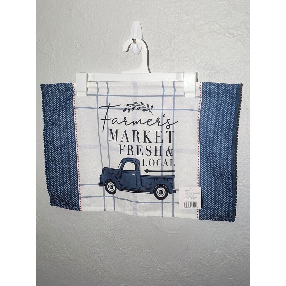 4 True Living Placemat Farmer's Market Fresh & Local Blue Pickup Farmhouse Style